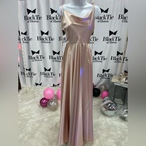 Elegant Satin Gown in Blush Pink